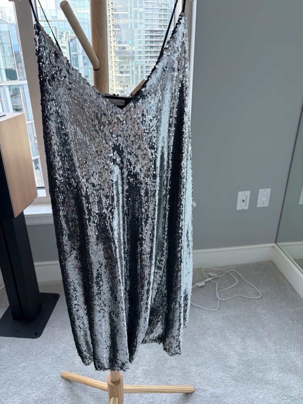Zara Silver Sequin Slip-On dress